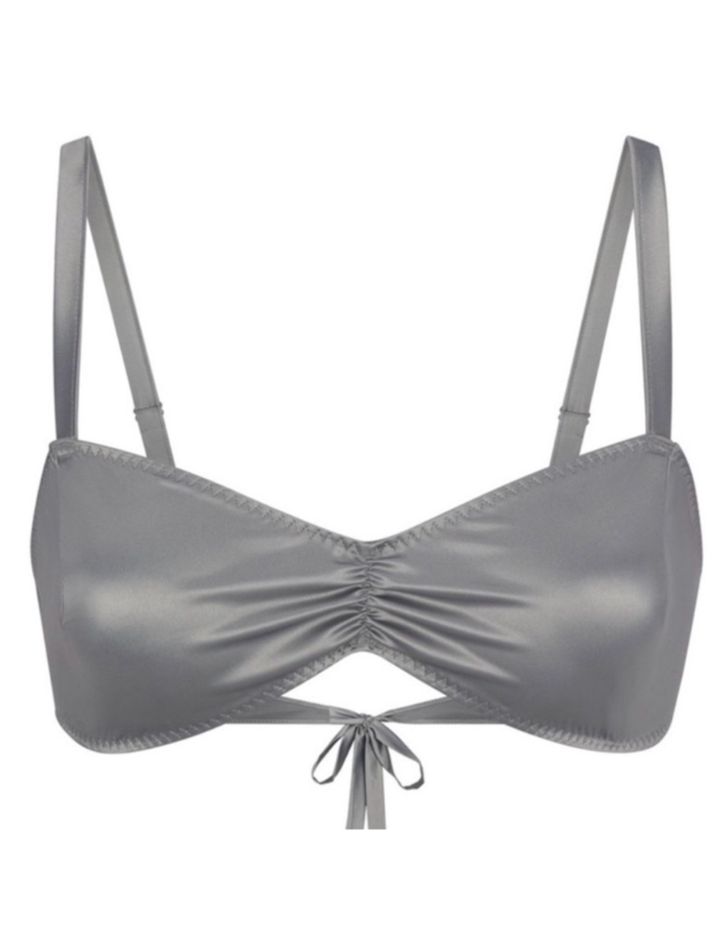 SKIMS- Women's Silver Satin Tie Bralette, size Small